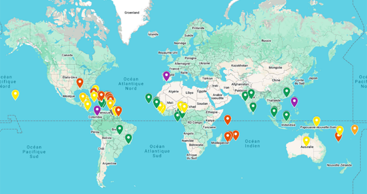 La carte des langues créoles dans le monde